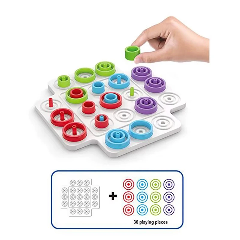 Brain Training Tic Tac Toe 36 Piece Circle Chess Puzzle For 1-4 Players (ME-169)